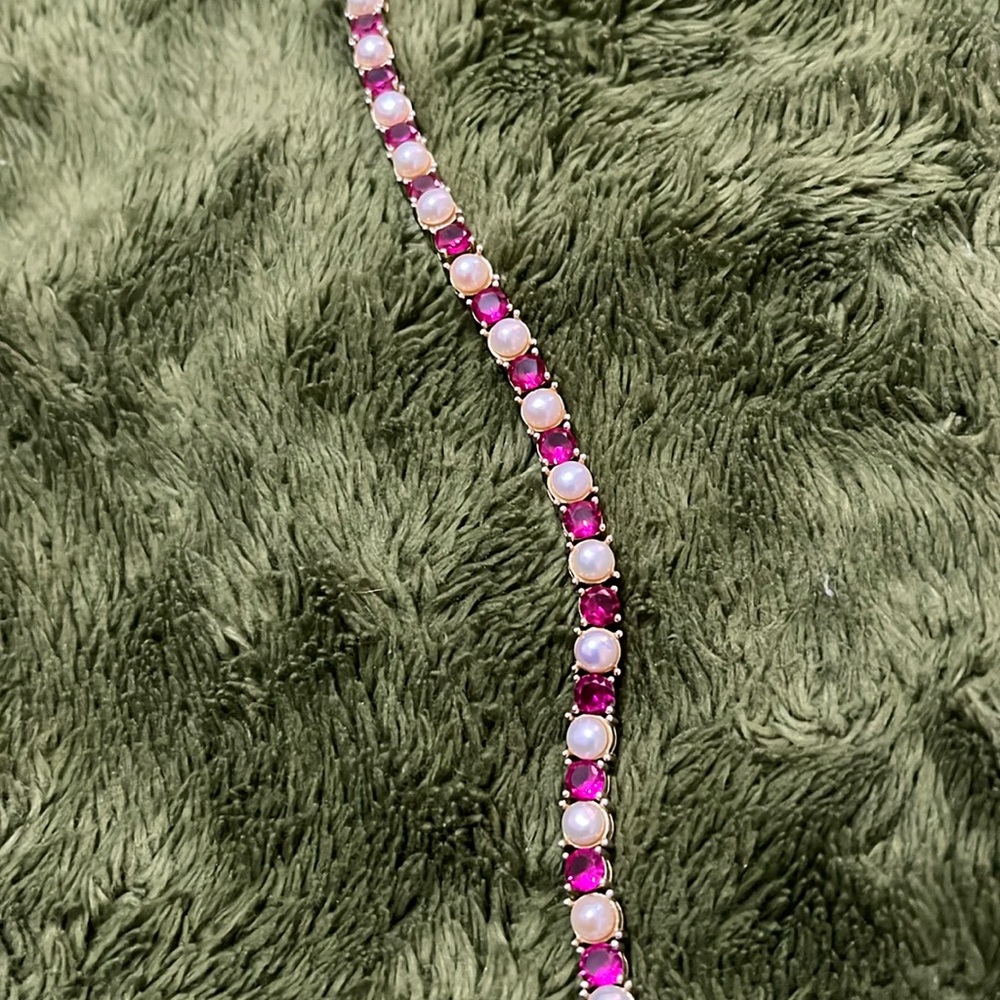 Ruby and freshwater pearl bracelet